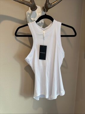 Fabletics White Ribbed High-Neck Tank